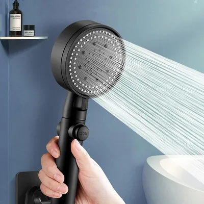 Shower Head Water Saving 5 Mode Adjustable High Pressure Shower One Key Stop Water Massage Eco Shower Bathroom