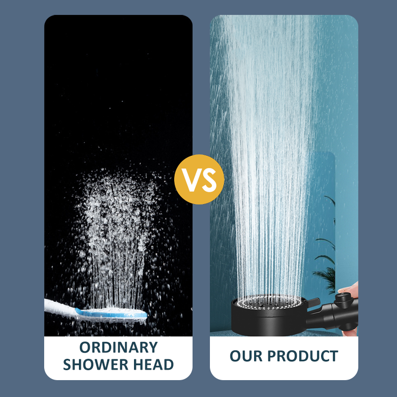 Shower Head Water Saving 5 Mode Adjustable High Pressure Shower One Key Stop Water Massage Eco Shower Bathroom
