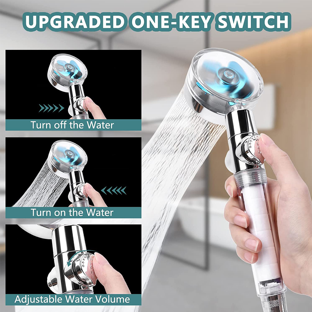 Shower Head Water Saving High Pressure Handheld Turbo Propeller Showerhead Adjustable Water Flow Bathroom Filter Nozzle Shower Head Water Saving High Pressure Handheld Turbo Propeller Showerhead Adjustable Water Flow Bathroom Filter Nozzle