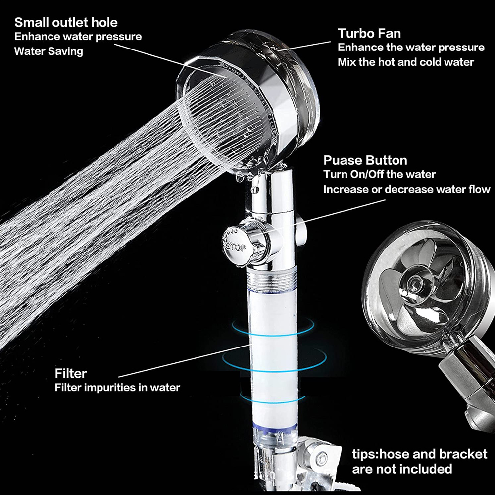 Shower Head Water Saving High Pressure Handheld Turbo Propeller Showerhead Adjustable Water Flow Bathroom Filter Nozzle Shower Head Water Saving High Pressure Handheld Turbo Propeller Showerhead Adjustable Water Flow Bathroom Filter Nozzle