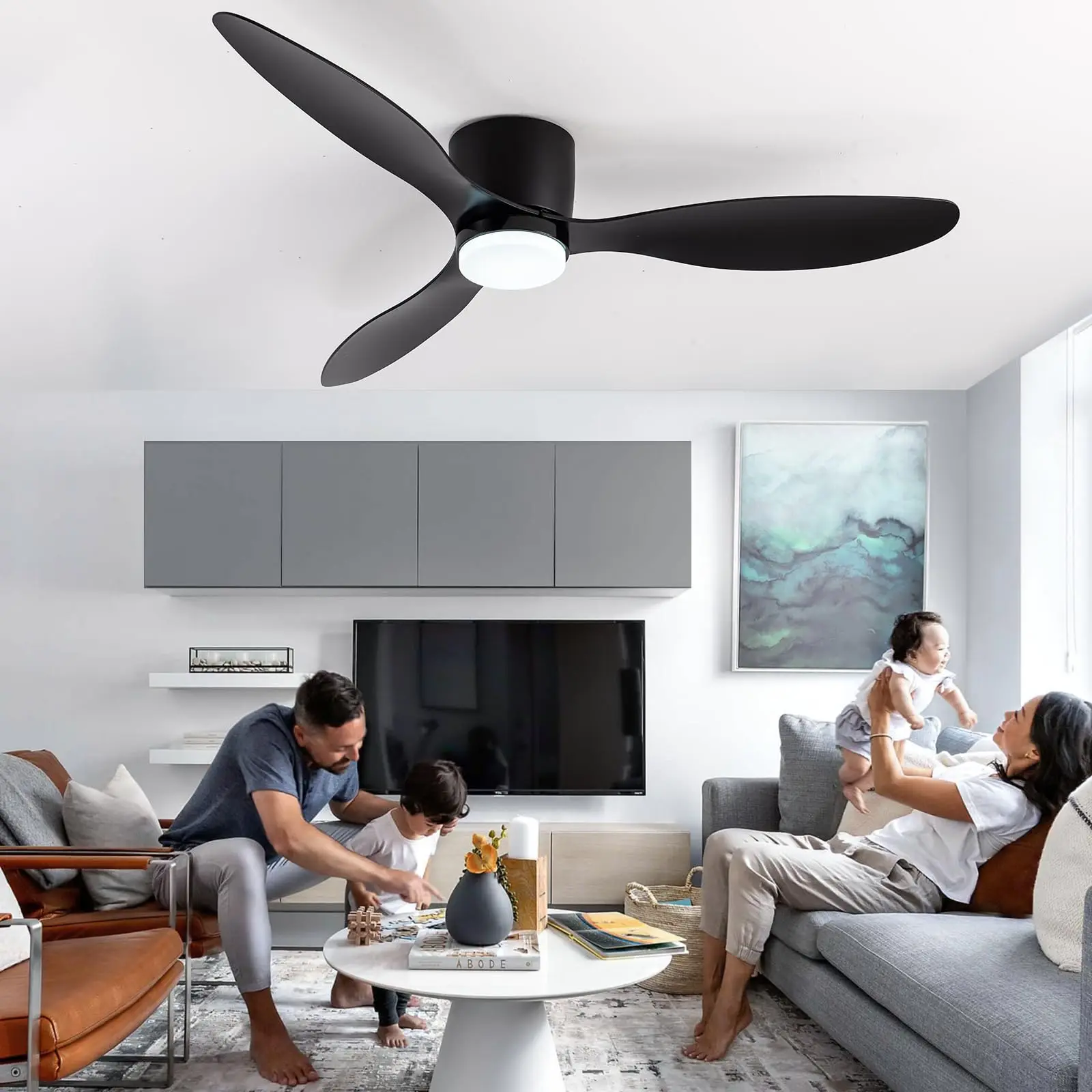 Silent and Powerful Ceiling Fan 6-Speed Smart Dimming LED Ceiling Fan Lighting Bedroom Room Lamps Living Room Lights