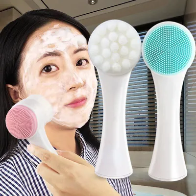 Silica Gel Facial Brush Double Sided Facial Cleanser Blackhead Removing Product Pore Cleaner Exfoliating Facial Brush Silica Gel Facial Brush Double Sided Facial Cleanser Blackhead Removing Product Pore Cleaner Exfoliating Facial Brush