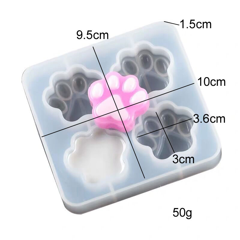 Silicone 4 Slot Paw Print Mold Silicone 4 Slot Paw Print Mold