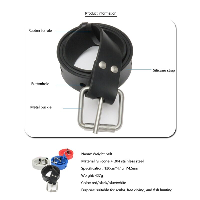 Silicone Adjustable Freediving Weight Belt