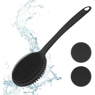 Silicone Back Scrubber for Shower, Bath Body Brush with Long Handle,Double Sided Shower Brush for Shower Exfoliating