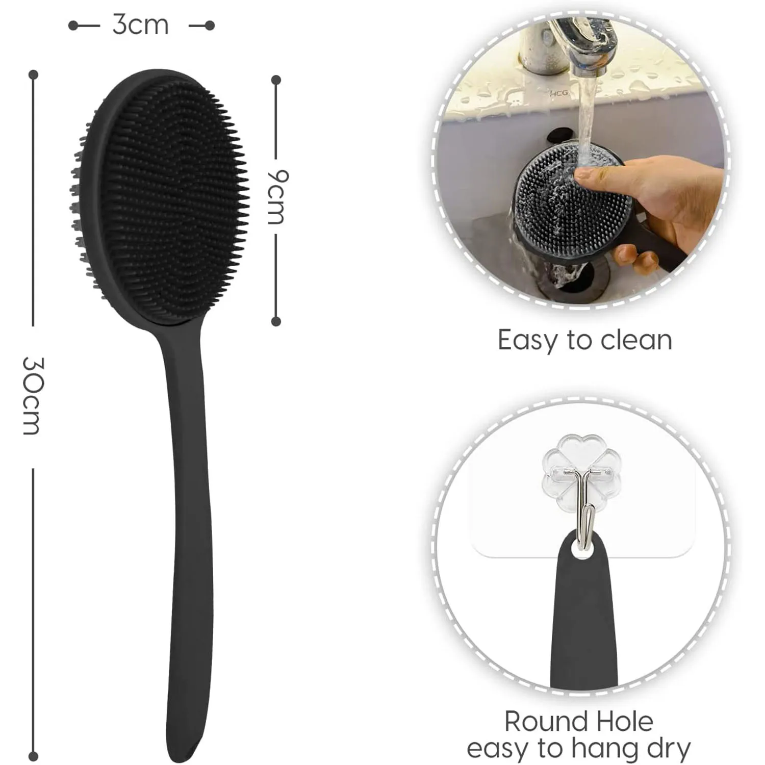 Silicone Back Scrubber for Shower, Bath Body Brush with Long Handle,Double Sided Shower Brush for Shower Exfoliating Silicone Back Scrubber for Shower, Bath Body Brush with Long Handle,Double Sided Shower Brush for Shower Exfoliating