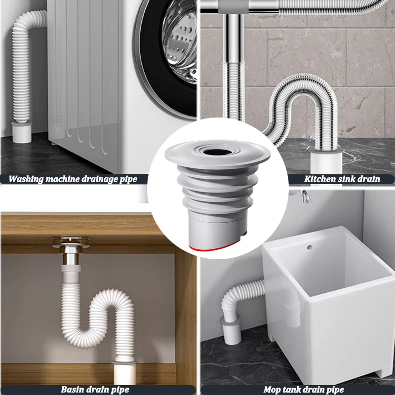 Silicone Bathroom Sewer Seal Ring Kitchen Sink Sewer Pipe Plug Washing Machine Anti-odor Leakage Floor Drain Connector