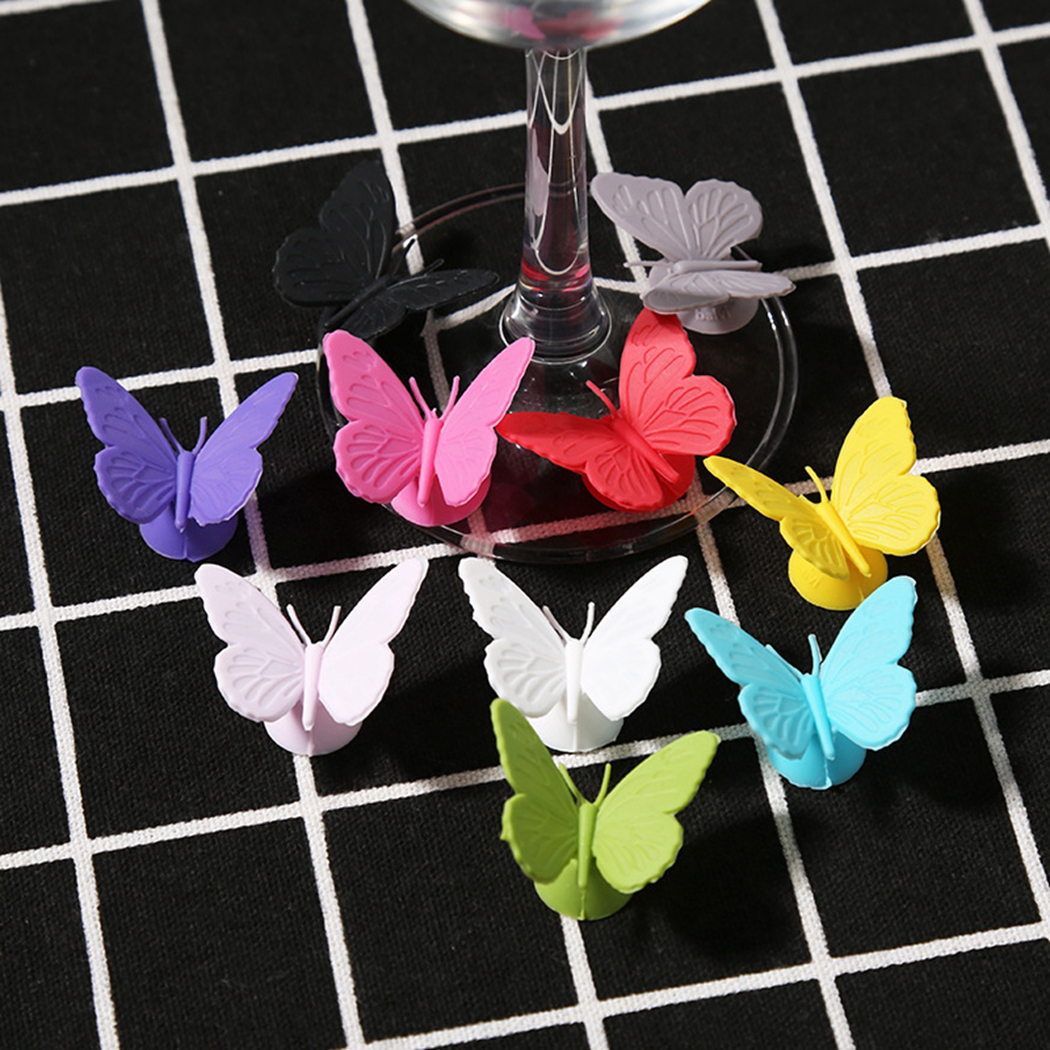 Silicone Butterfly Wine Glass Markers Charms (10 pcs)