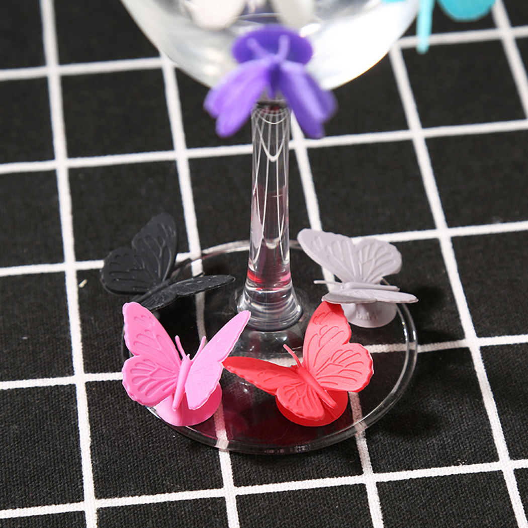Silicone Butterfly Wine Glass Markers Charms (10 pcs)