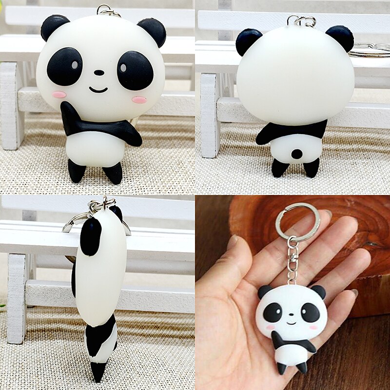 Silicone Charming Panda Keyring