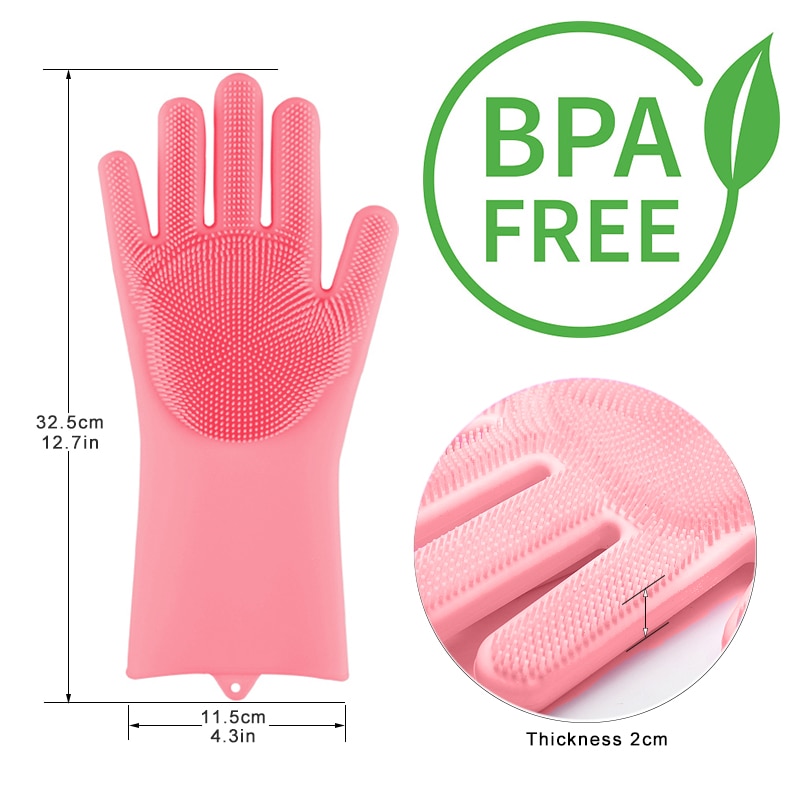 Silicone Dish Scrub Gloves (2 pcs)