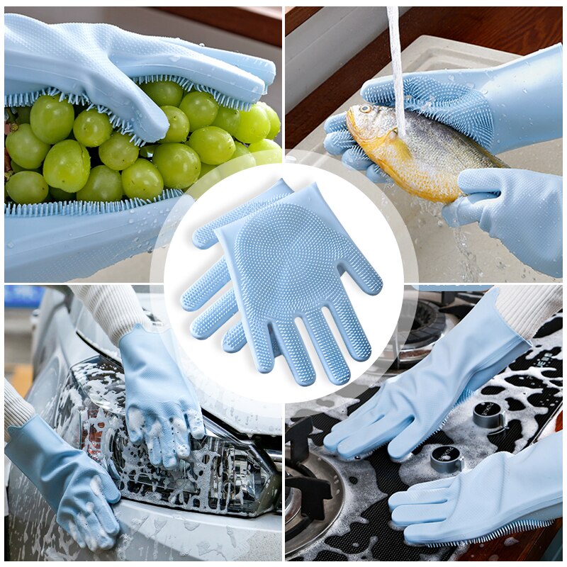 Silicone Dish Scrub Gloves (2 pcs)