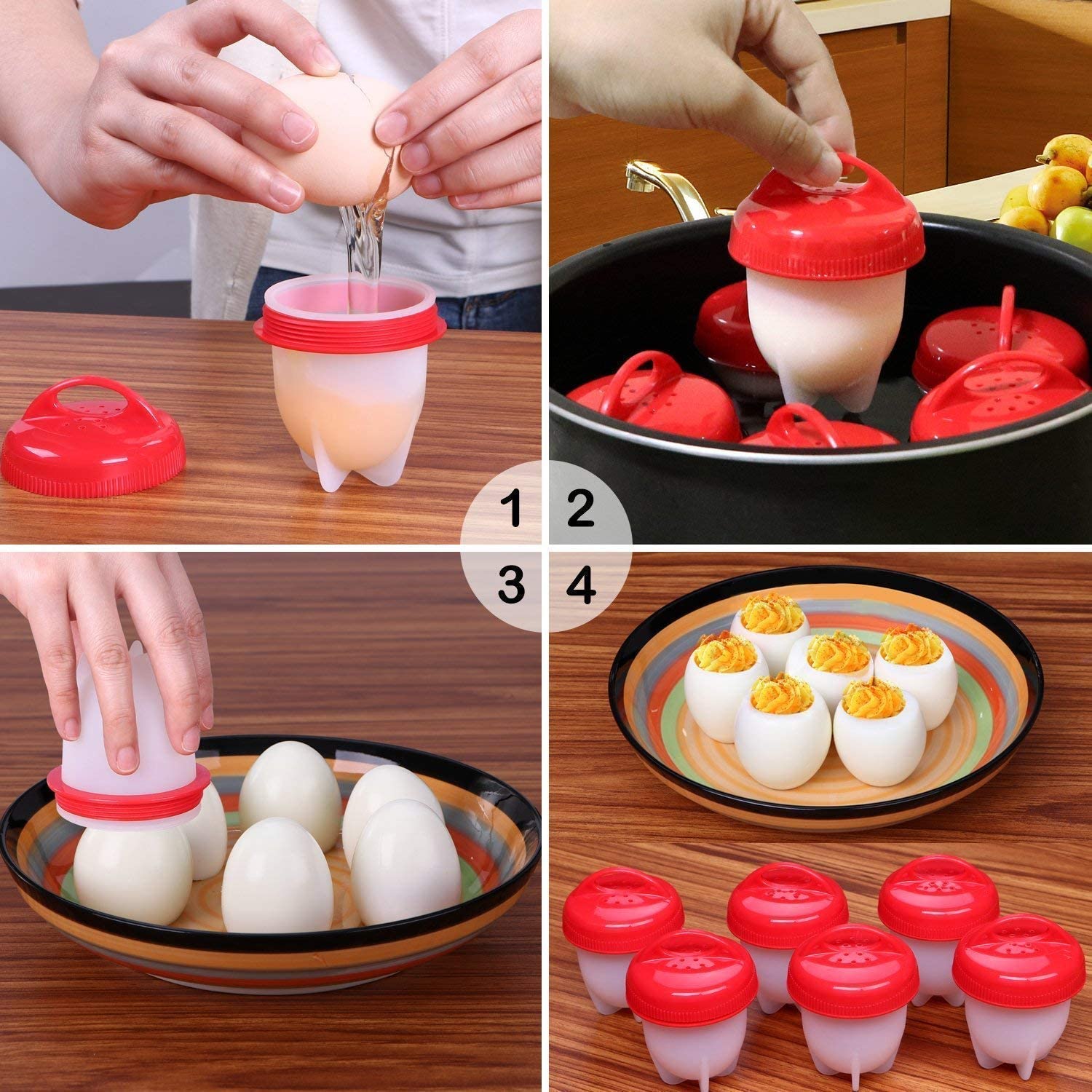 Silicone Egg Cookers Non-Stick Cups (6 Pcs)