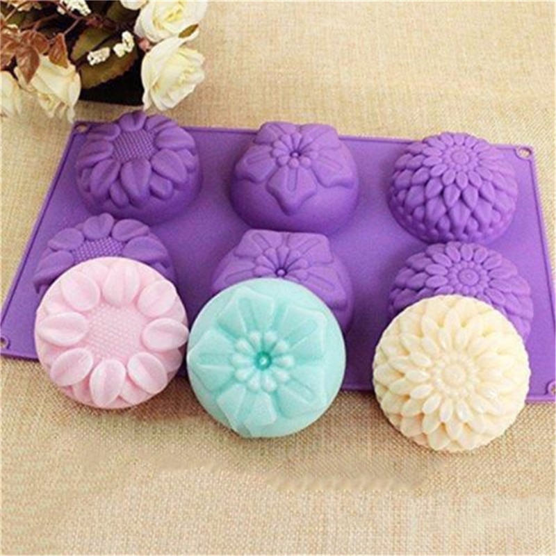 Silicone Flower Round Soap Molds Silicone Flower Round Soap Molds