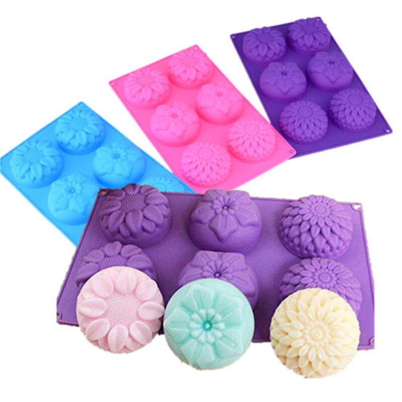 Silicone Flower Round Soap Molds Silicone Flower Round Soap Molds