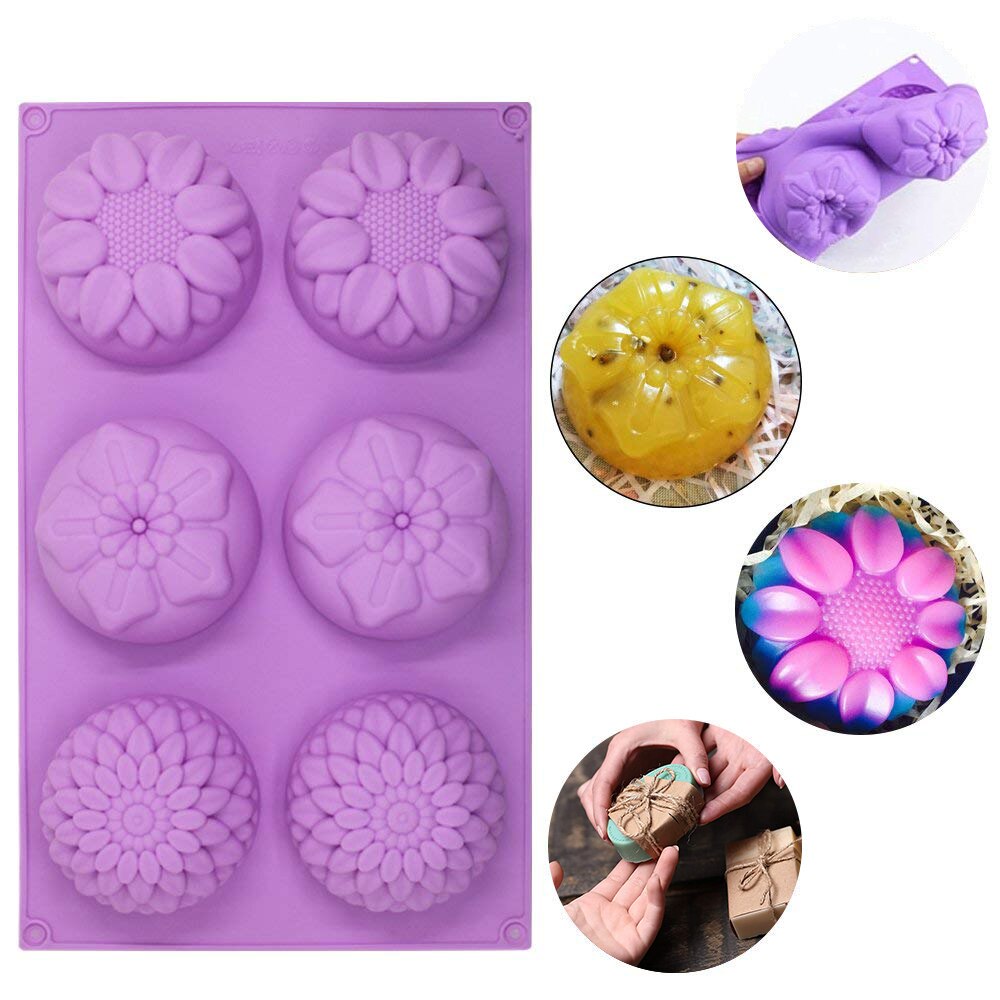 Silicone Flower Round Soap Molds Silicone Flower Round Soap Molds