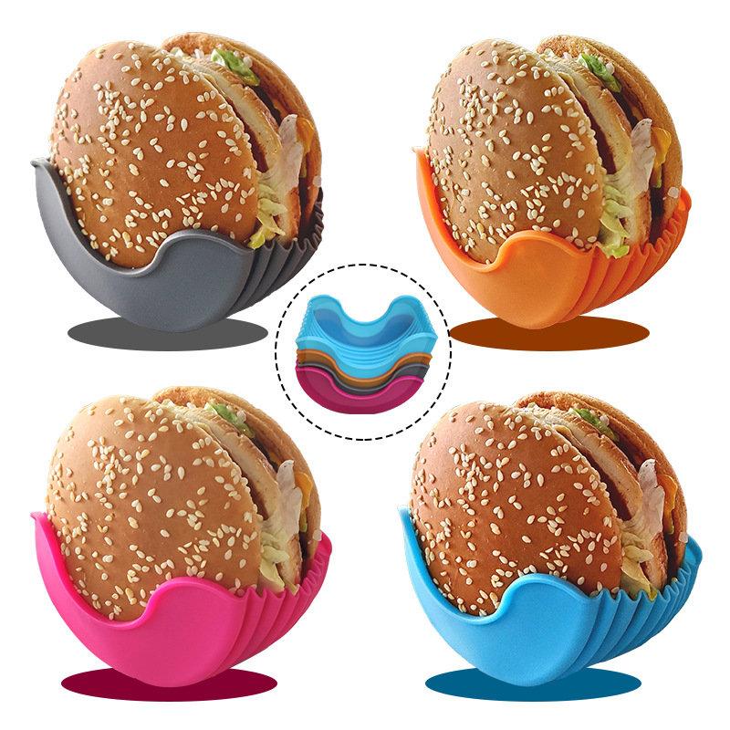 Silicone Hamburger Holder Non-contact Food Cookware Anti-dropping Fixed Box Washable Retractable Gadgets Silicone Hamburger Holder Non-contact Food Cookware Anti-dropping Fixed Box Washable Retractable Gadgets