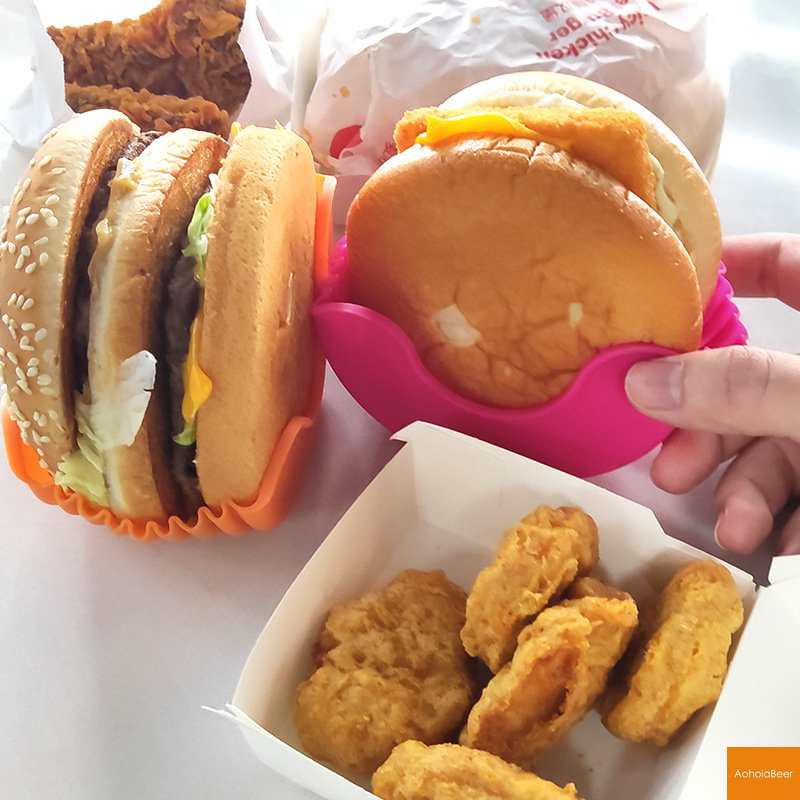 Silicone Hamburger Holder Non-contact Food Cookware Anti-dropping Fixed Box Washable Retractable Gadgets
