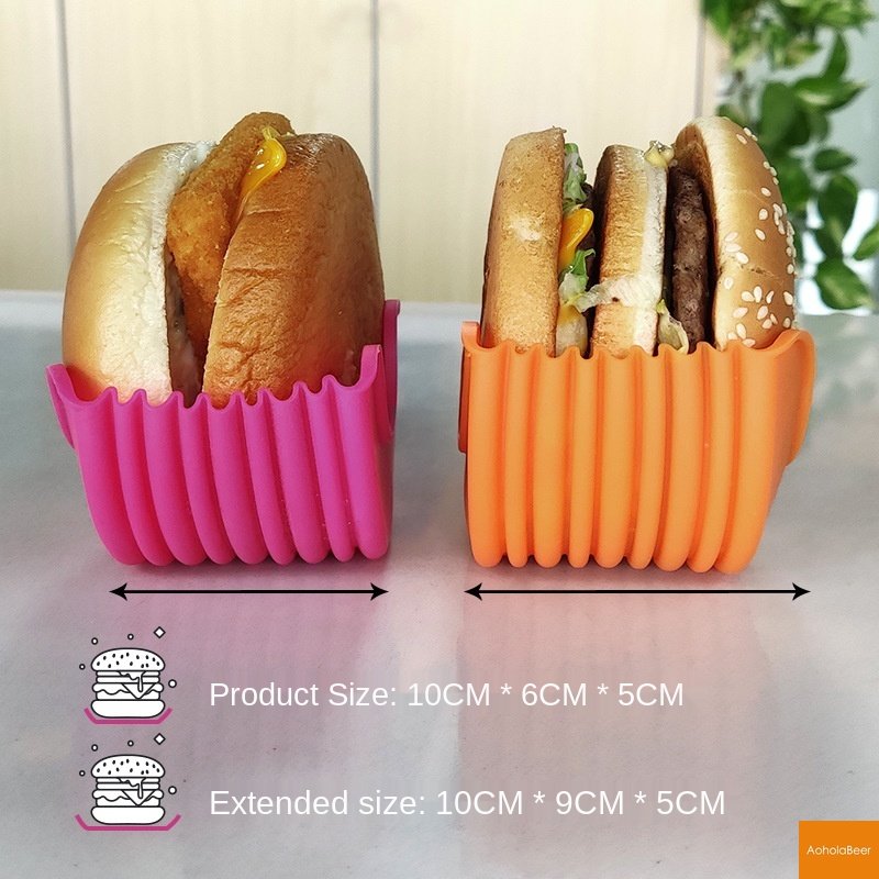 Silicone Hamburger Holder Non-contact Food Cookware Anti-dropping Fixed Box Washable Retractable Gadgets