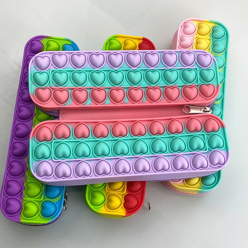 Silicone Heart Pop Pencil Case