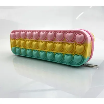 Silicone Heart Pop Pencil Case