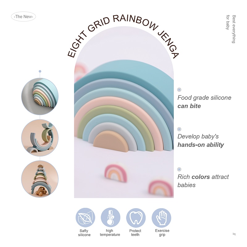 Silicone Kids Rainbow Building Blocks Silicone Kids Rainbow Building Blocks