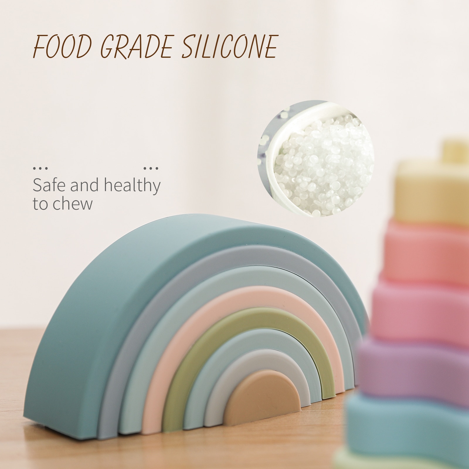 Silicone Kids Rainbow Building Blocks Silicone Kids Rainbow Building Blocks