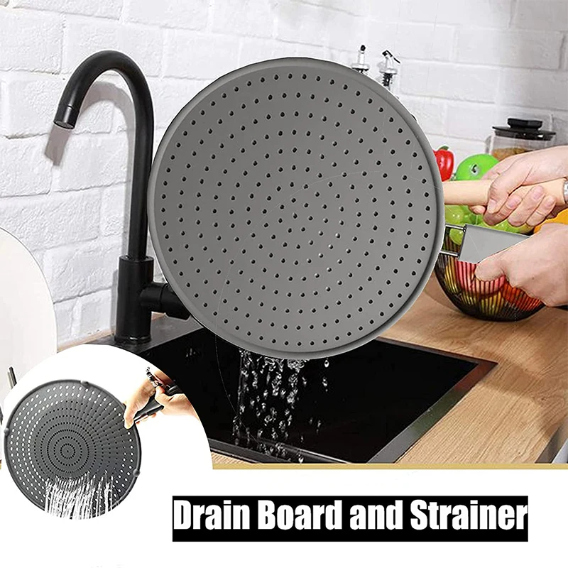 Silicone Kitchen Splatter Screen with Handle Heat-resisting Oil Splash Guard Drain Board Cover Kitchen Frying Pan Lid Silicone Kitchen Splatter Screen with Handle Heat-resisting Oil Splash Guard Drain Board Cover Kitchen Frying Pan Lid