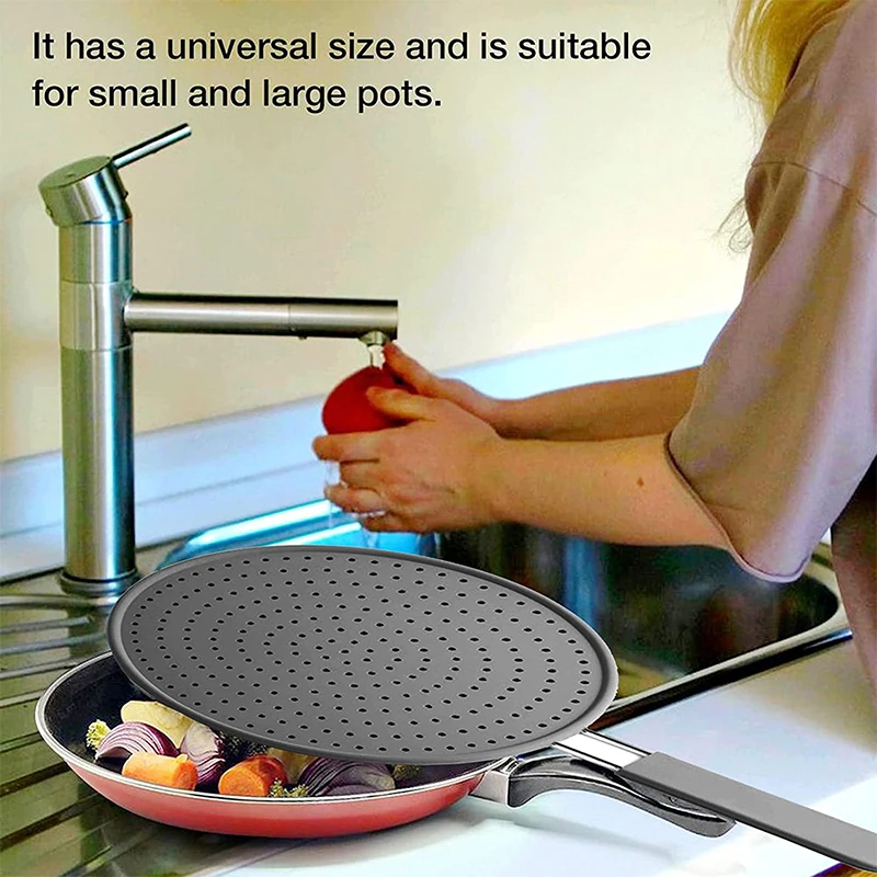 Silicone Kitchen Splatter Screen with Handle Heat-resisting Oil Splash Guard Drain Board Cover Kitchen Frying Pan Lid Silicone Kitchen Splatter Screen with Handle Heat-resisting Oil Splash Guard Drain Board Cover Kitchen Frying Pan Lid