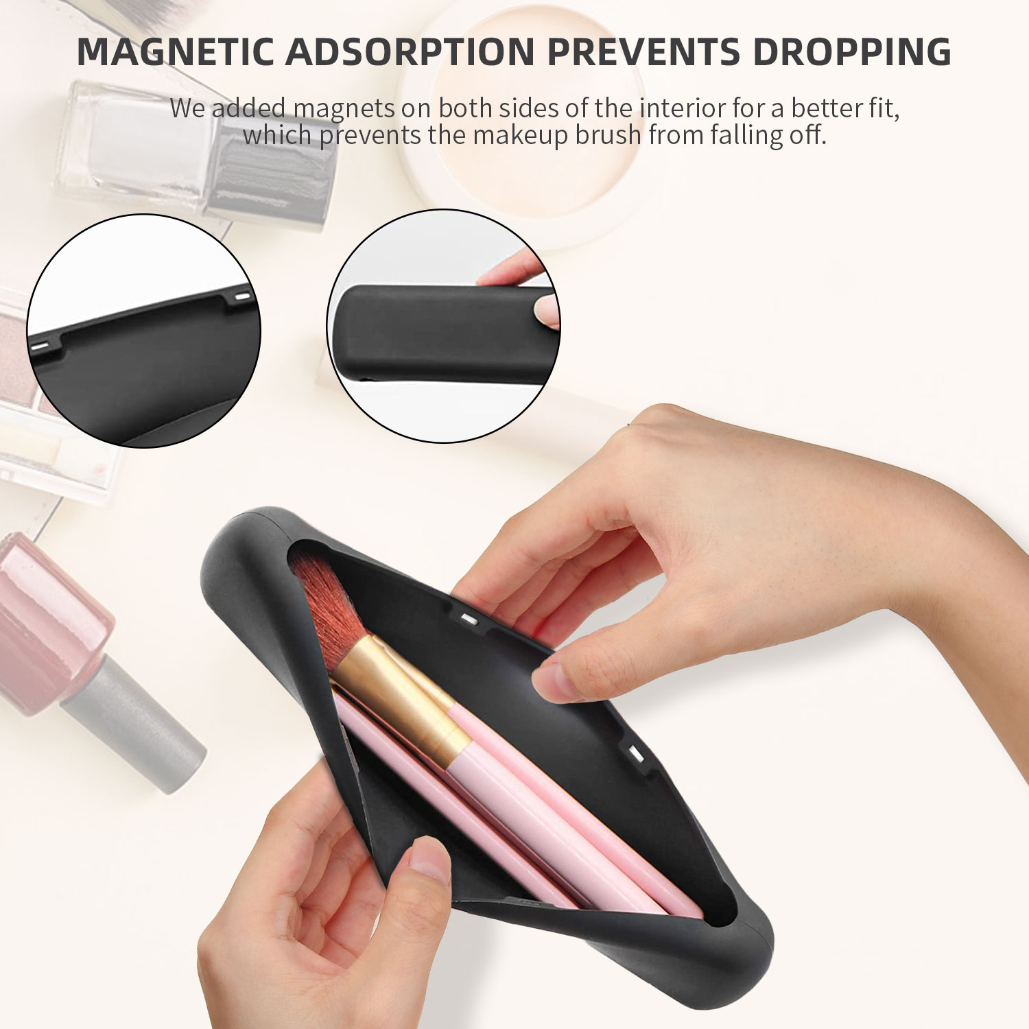 Silicone Makeup Brush Storage Bag Waterproof Makeup Brush Travel Holder Magnetic Portable Cosmetic Bag Multipurpose Silicone Makeup Brush Storage Bag Waterproof Makeup Brush Travel Holder Magnetic Portable Cosmetic Bag Multipurpose