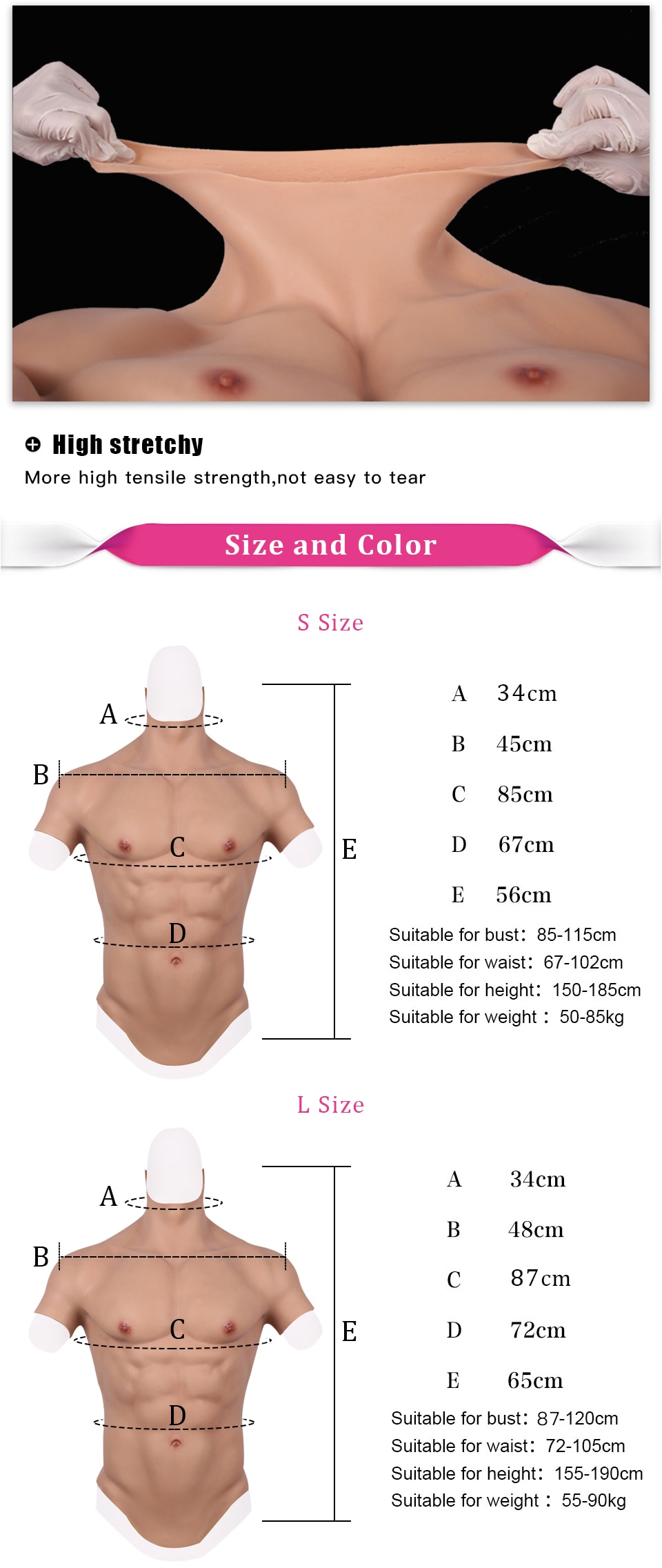 Silicone Muscle Suit Male Fake Belly
