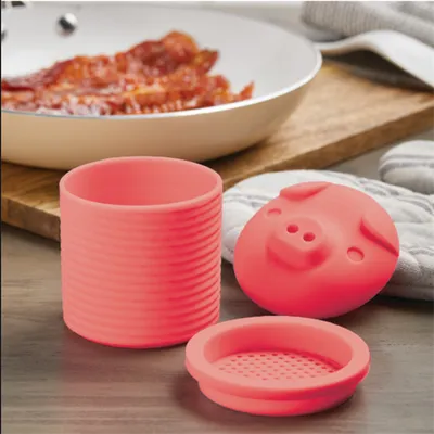 Silicone Pig Bacon Drippings Container