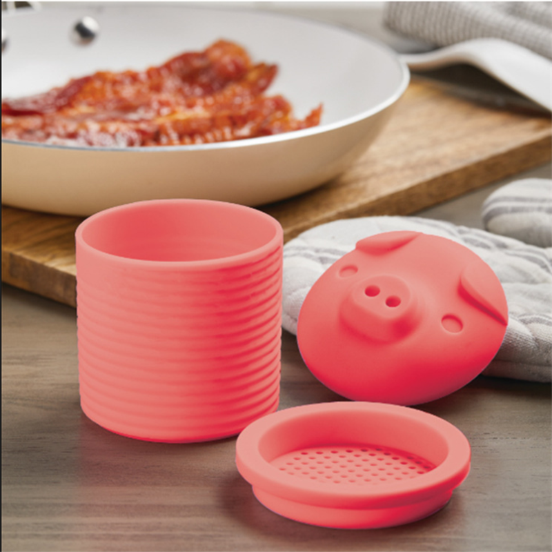 Silicone Pig Bacon Drippings Container