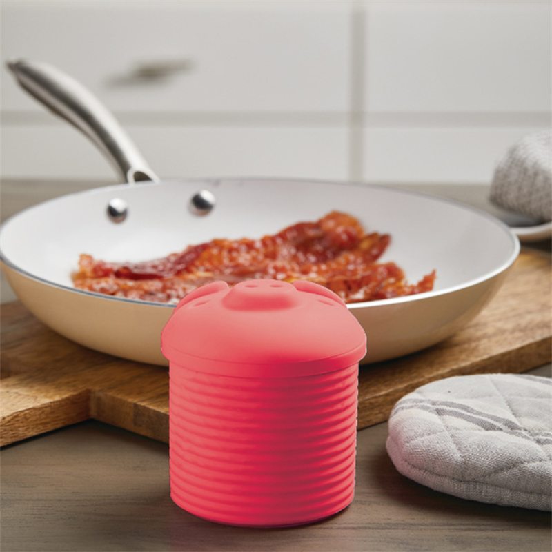 Silicone Pig Bacon Drippings Container