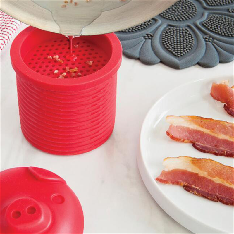 Silicone Pig Bacon Drippings Container