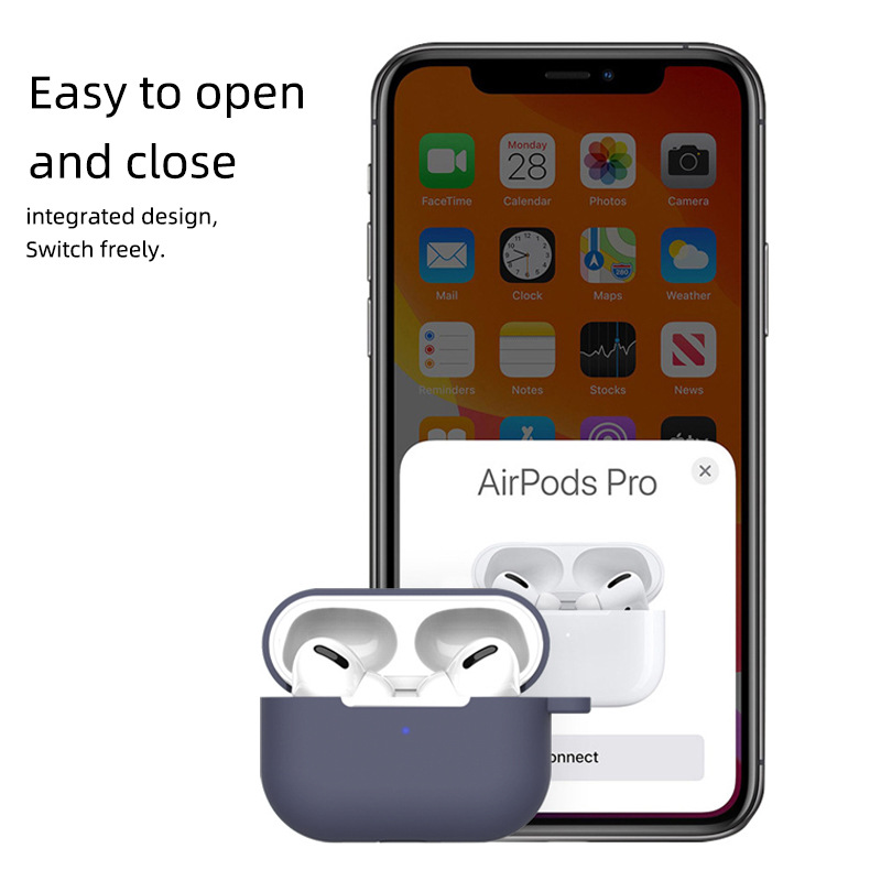 Silicone Protective Case for AirPods Pro Solid Color Apple Bluetooth Headset Soft Case Protective Cover Silicone Protective Case for AirPods Pro Solid Color Apple Bluetooth Headset Soft Case Protective Cover