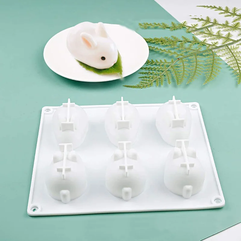 Silicone Rabbit Mold Fondant Bunny Mold Chocolate Cake Mold 6-cavity Mousse Cake Decoration Dessert Baking Mold DIY Silicone Rabbit Mold Fondant Bunny Mold Chocolate Cake Mold 6-cavity Mousse Cake Decoration Dessert Baking Mold DIY