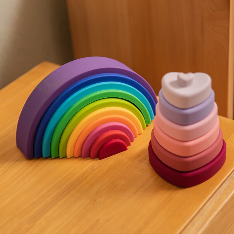 Silicone Rainbow Stacker Montessori Learning Silicone Rainbow Stacker Montessori Learning