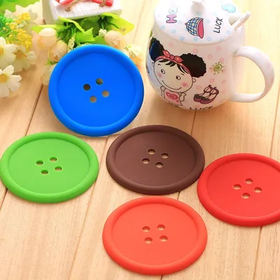 Silicone Round Button Coasters (5pcs)