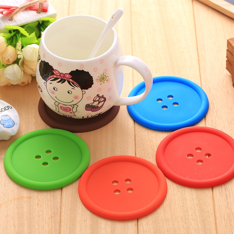 Silicone Round Button Coasters (5pcs)