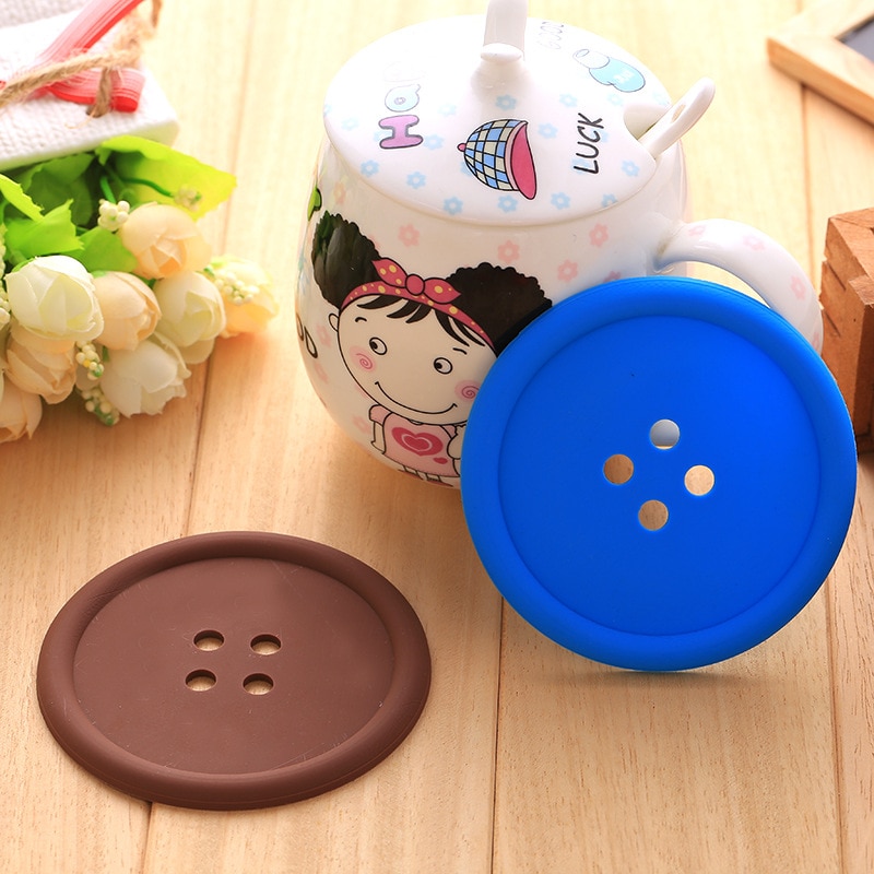 Silicone Round Button Coasters (5pcs)