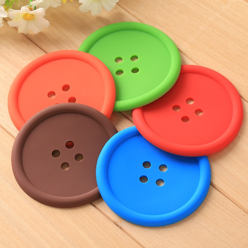 Silicone Round Button Coasters (5pcs)