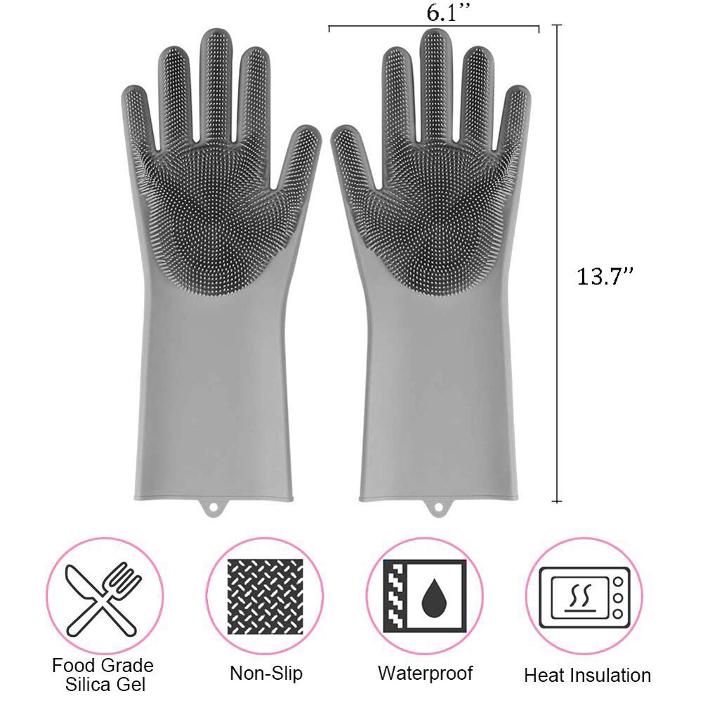 Silicone Scrub Gloves for Dishes (2 pcs)
