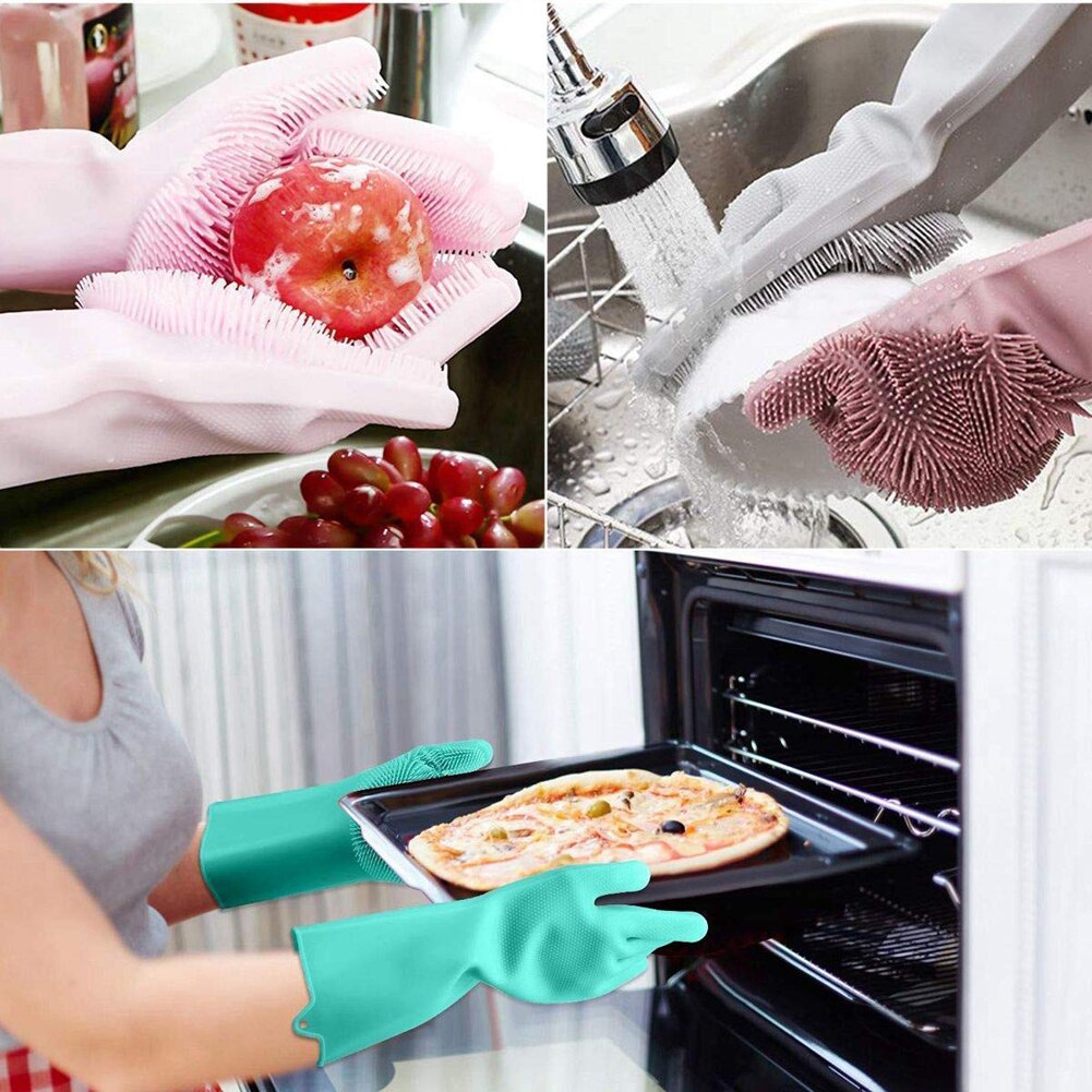 Silicone Scrub Gloves for Dishes (2 pcs)