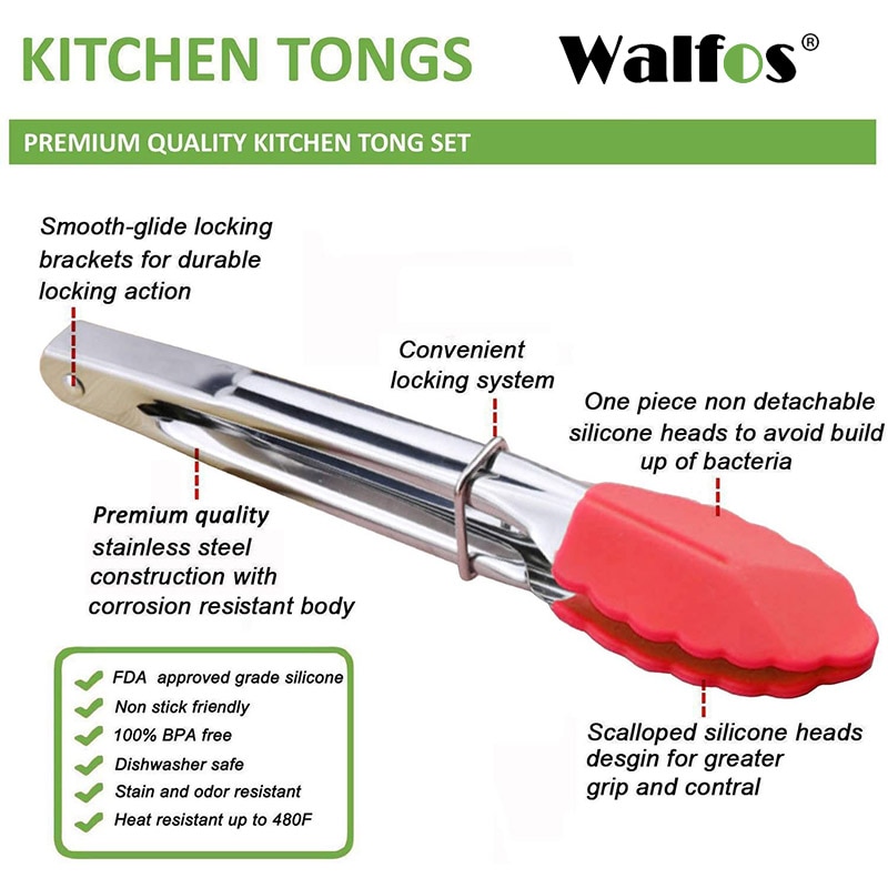 Silicone Tipped Tongs Kitchen Tool (3 pcs)
