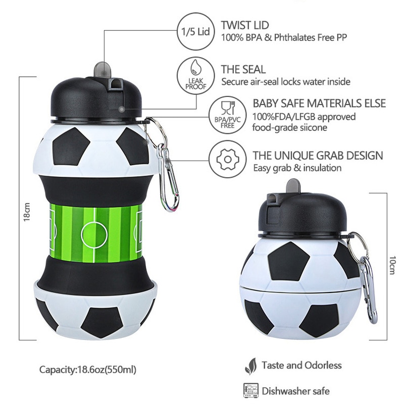 Silicone Water Bottle Football Design Silicone Water Bottle Football Design
