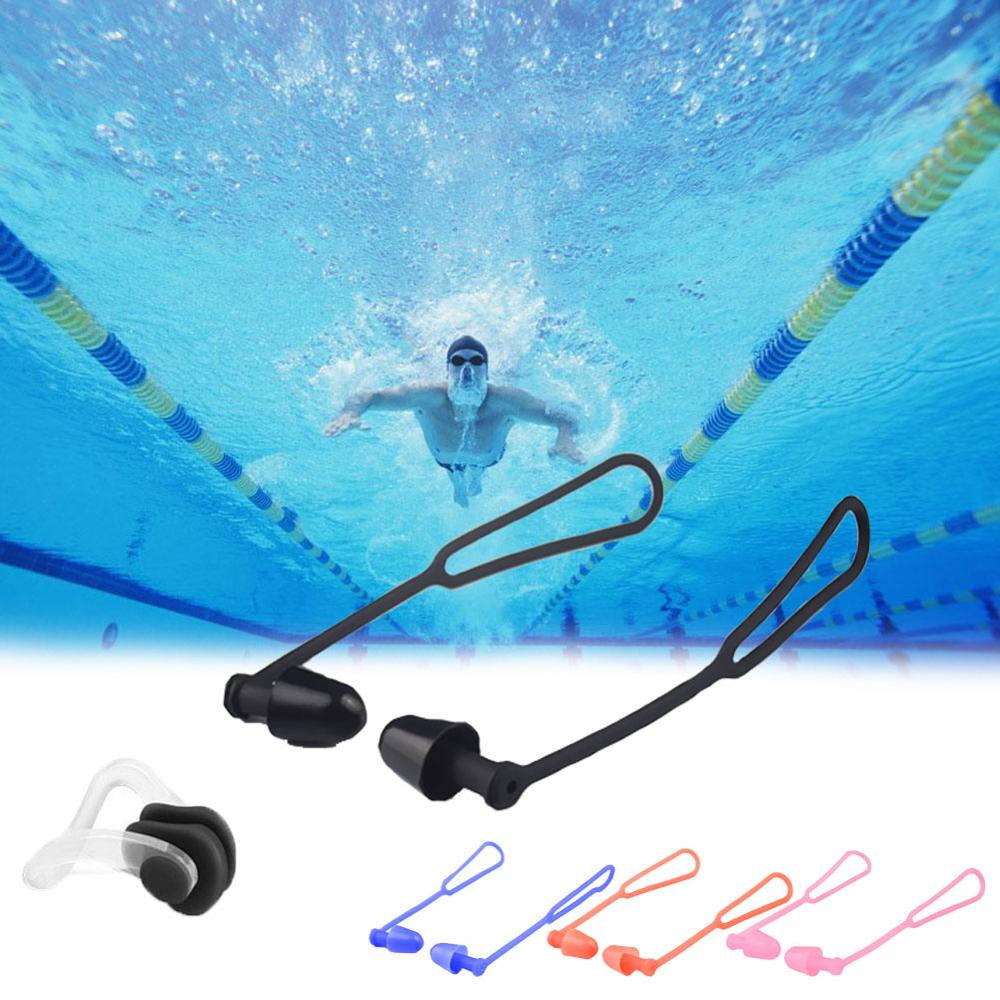 Silicone Waterproof Earplugs for Swimmers with Nose Clip