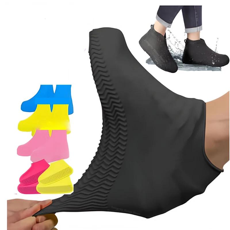 Silicone Waterproof Shoe Covers, Reusable Washable Resistant Outdoor Rainy Overshoes Protection Boots Rain Non-Slip