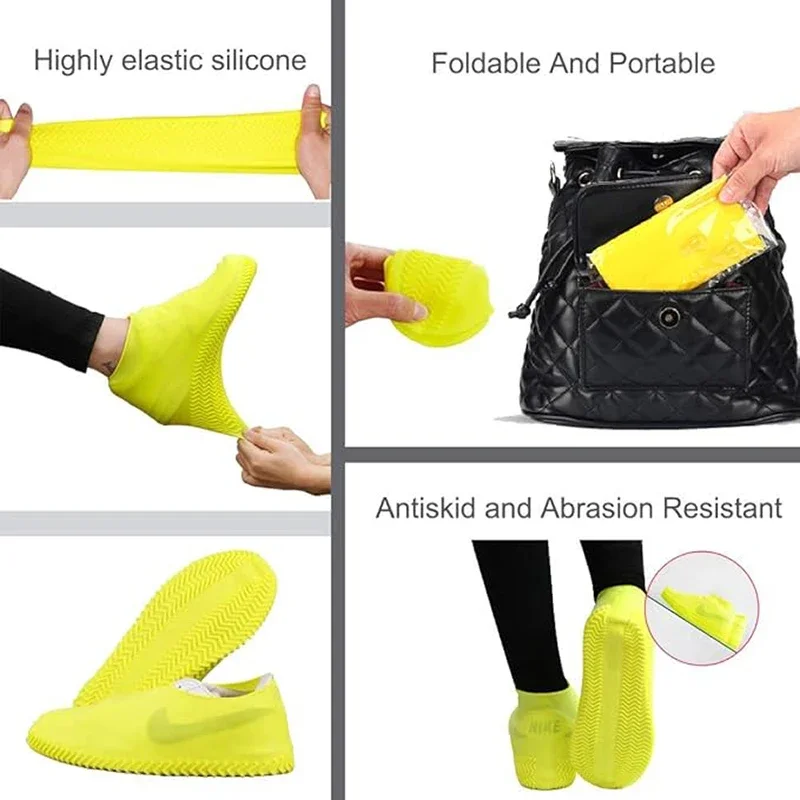 Silicone Waterproof Shoe Covers, Reusable Washable Resistant Outdoor Rainy Overshoes Protection Boots Rain Non-Slip Silicone Waterproof Shoe Covers, Reusable Washable Resistant Outdoor Rainy Overshoes Protection Boots Rain Non-Slip
