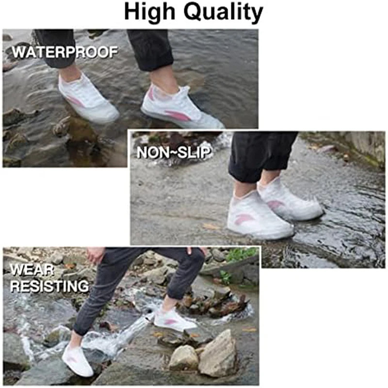 Silicone Waterproof Shoe Covers, Reusable Washable Resistant Outdoor Rainy Overshoes Protection Boots Rain Non-Slip Silicone Waterproof Shoe Covers, Reusable Washable Resistant Outdoor Rainy Overshoes Protection Boots Rain Non-Slip